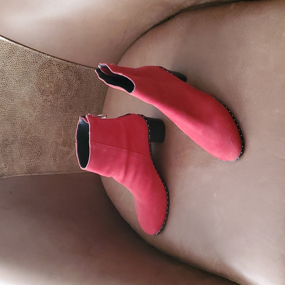 Red suede ankle boots  Topshop, SZ 9/39